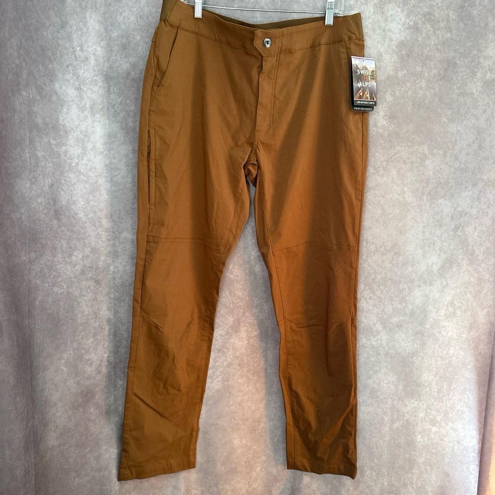 NWT Swiss Alps Performance‎ Rayon Nylon Pants Mens 38 MMP2257 Brown